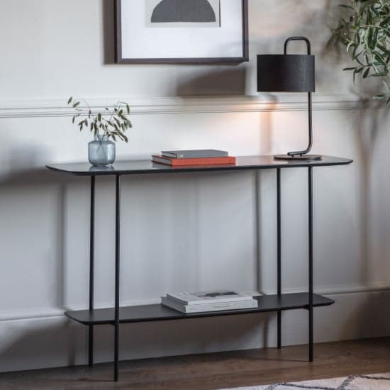Leadwort Wooden Console Table In Black Marble Effect_1