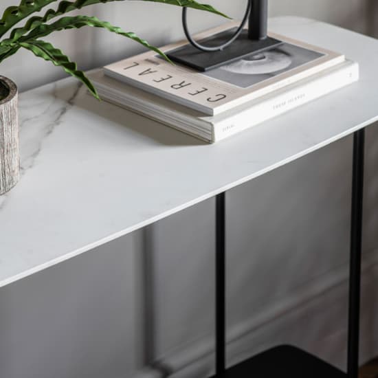 Leadwort Wooden Console Table In White Marble Effect_3