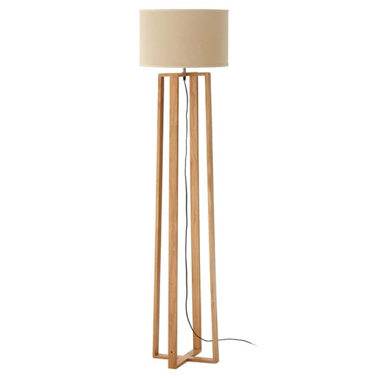 Leap Light Brown Fabric Shade Floor Lamp With Natural Base Furniture