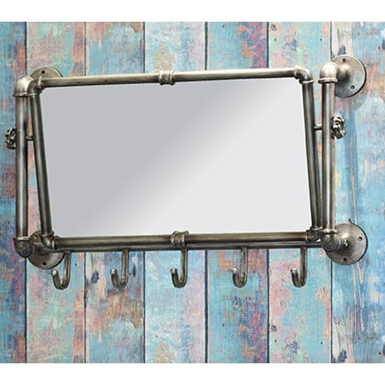 Learo Metal Wall Hung Coat Rack With Mirror In Anthracite_1