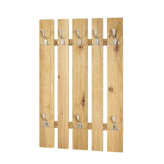 Learo Wall Hung Coat Rack In Oak With 8 Stainless Steel Hooks_2