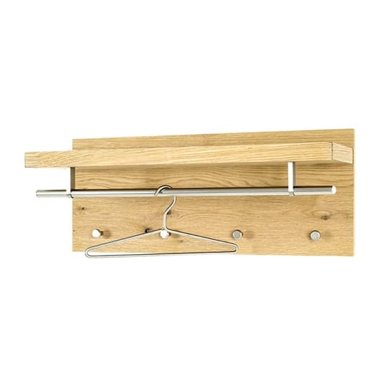 Learo Wooden Wall Hung Coat Rack In Oak With Chrome Hooks_1