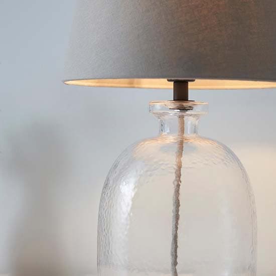 Lecce Cici Grey Fabric Shade Table Lamp With Clear Glass Base_2