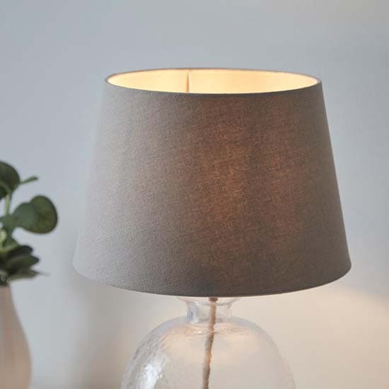 Lecce Cici Grey Fabric Shade Table Lamp With Clear Glass Base_4