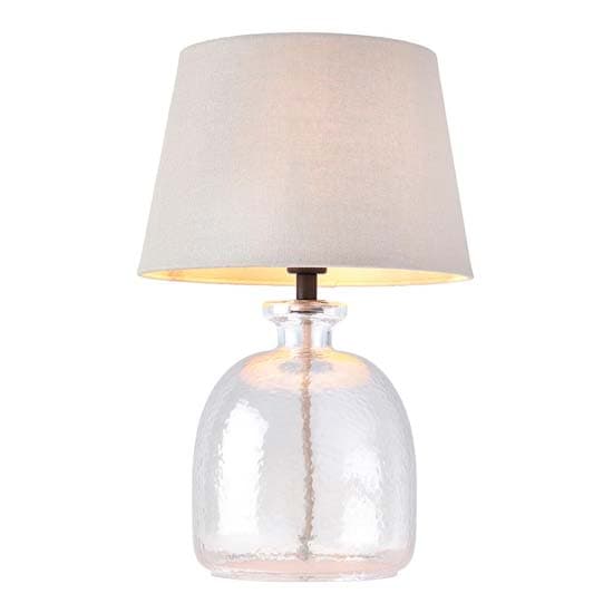 Lecce Cici Grey Fabric Shade Table Lamp With Clear Glass Base_6