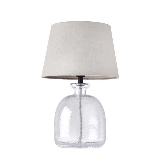 Lecce Cici Grey Fabric Shade Table Lamp With Clear Glass Base_8