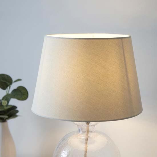 Lecce Cici Ivory Fabric Shade Table Lamp With Clear Glass Base_5
