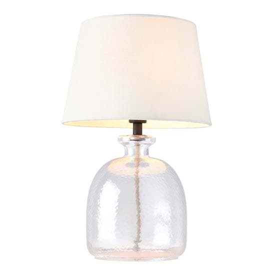 Lecce Cici Ivory Fabric Shade Table Lamp With Clear Glass Base_7