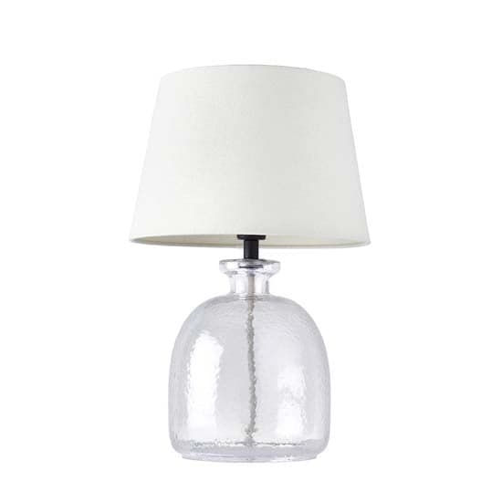 Lecce Cici Ivory Fabric Shade Table Lamp With Clear Glass Base_8