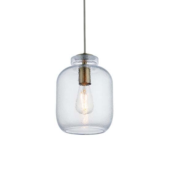 Lecce Clear Glass Shade Ceiling Pendant Light In Antique Brass_5