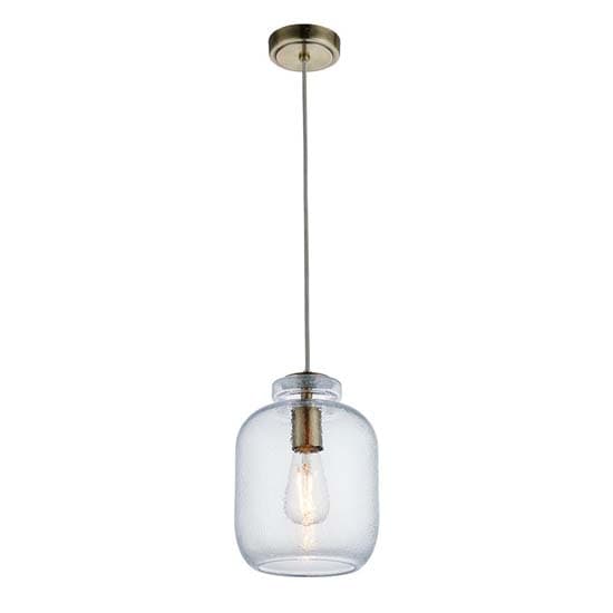 Lecce Clear Glass Shade Ceiling Pendant Light In Antique Brass_6