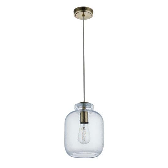 Lecce Clear Glass Shade Ceiling Pendant Light In Antique Brass_7