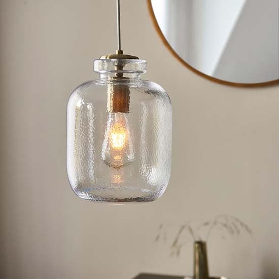 Lecce Clear Glass Shade Ceiling Pendant Light In Antique Brass_1