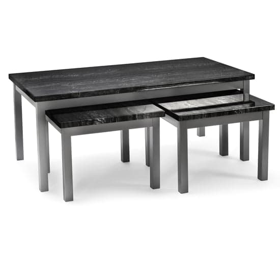 Lecce Wooden Coffee Table And Side Tables In Black Marble Effect_1
