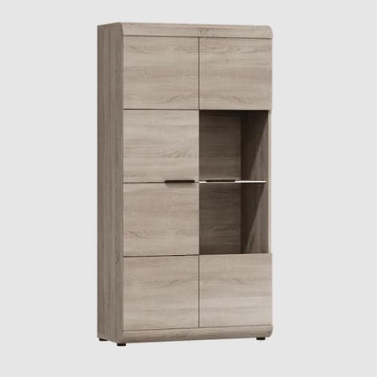 Lecco Wooden Display Cabinet With 2 Doors In Sonoma Oak_1