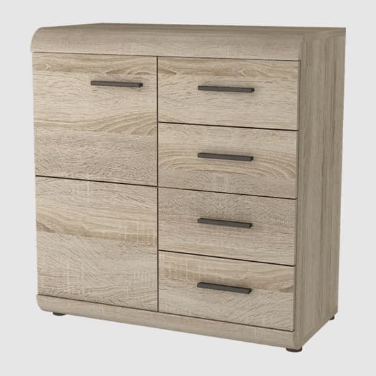Lecco Wooden Highboard With 1 Door 4 Drawers In Sonoma Oak_1