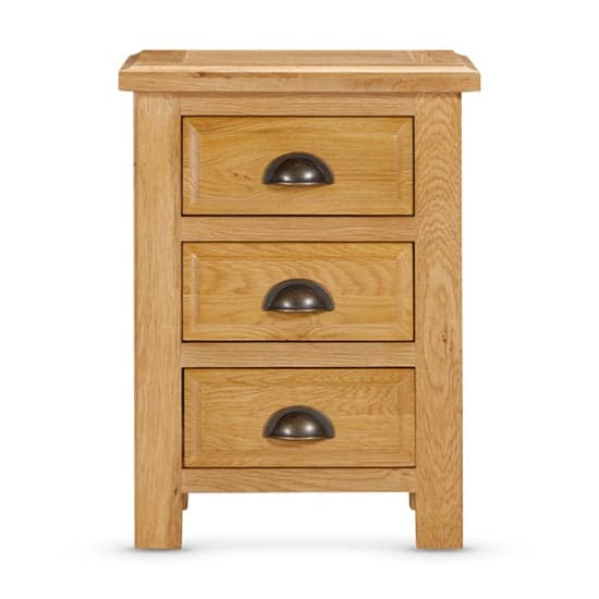 Lecco Wooden Bedside Cabinet With 3 Drawers In Oak_1