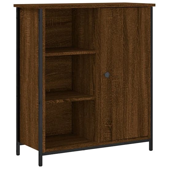Lecco Wooden Sideboard With 1 Door 2 Shelves In Brown Oak_2