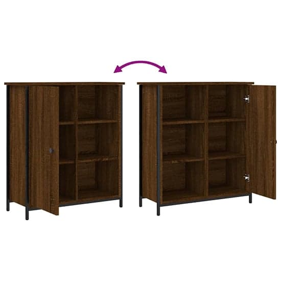 Lecco Wooden Sideboard With 1 Door 2 Shelves In Brown Oak_6