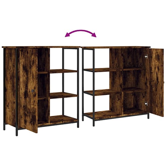 Lecco Wooden Sideboard With 1 Door 3 Shelves In Smoked Oak_6