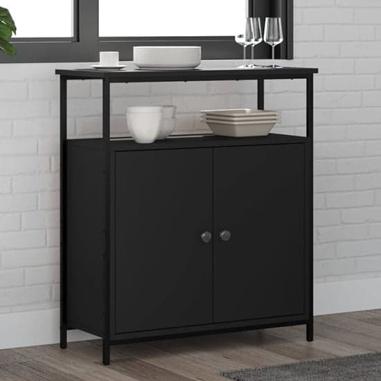 Lecco Wooden Sideboard With 2 Doors 1 Shelf In Black_1