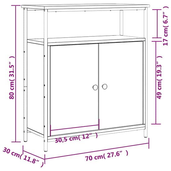 Lecco Wooden Sideboard With 2 Doors 1 Shelf In Brown Oak_6