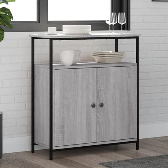 Lecco Wooden Sideboard With 2 Doors 1 Shelf In Grey Sonoma Oak_1