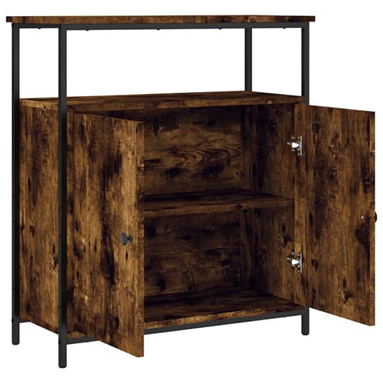 Lecco Wooden Sideboard With 2 Doors 1 Shelf In Smoked Oak_3