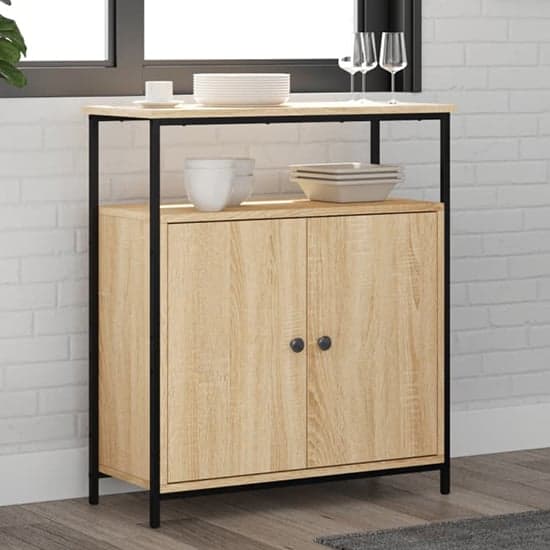 Lecco Wooden Sideboard With 2 Doors 1 Shelf In Sonoma Oak_1