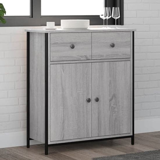 Lecco Wooden Sideboard With 2 Doors 2 Drawers In Grey Sonoma Oak_1
