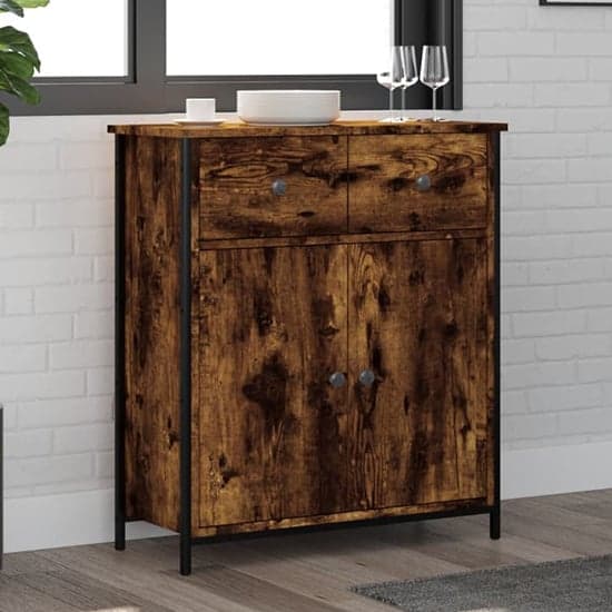 Lecco Wooden Sideboard With 2 Doors 2 Drawers In Smoked Oak_1
