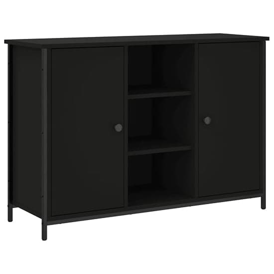 Lecco Wooden Sideboard With 2 Doors 2 Shelves In Black_2