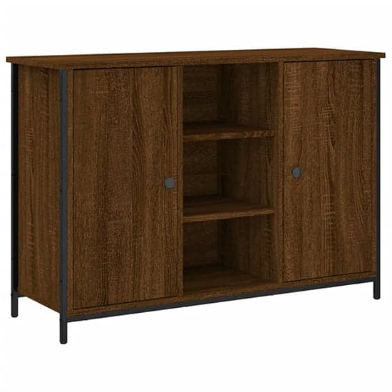 Lecco Wooden Sideboard With 2 Doors 2 Shelves In Brown Oak_2