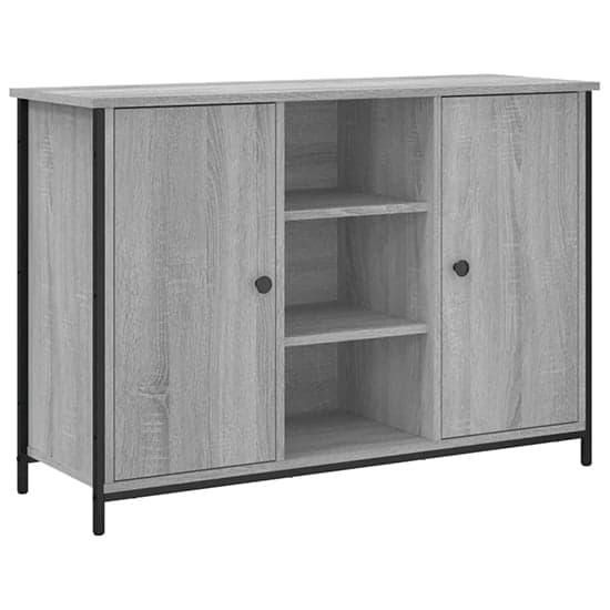 Lecco Wooden Sideboard With 2 Doors 2 Shelves In Grey Sonoma Oak_2