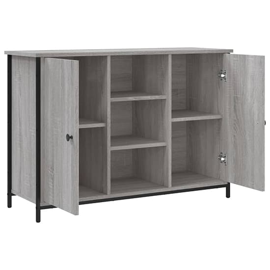 Lecco Wooden Sideboard With 2 Doors 2 Shelves In Grey Sonoma Oak_3