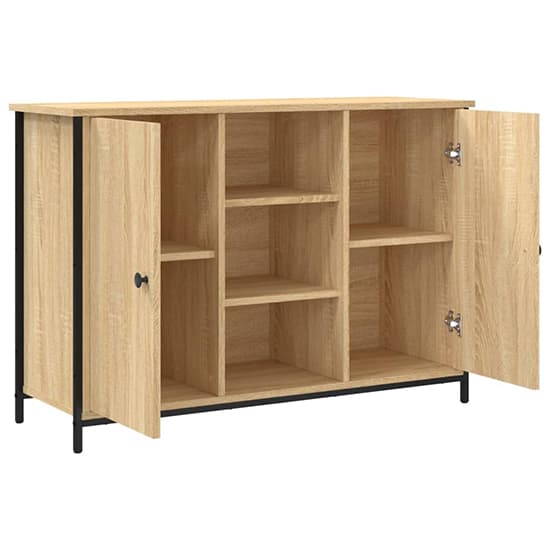 Lecco Wooden Sideboard With 2 Doors 2 Shelves In Sonoma Oak_3