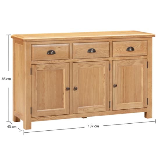 Lecco Wooden Sideboard With 3 Doors 3 Drawers In Oak_3