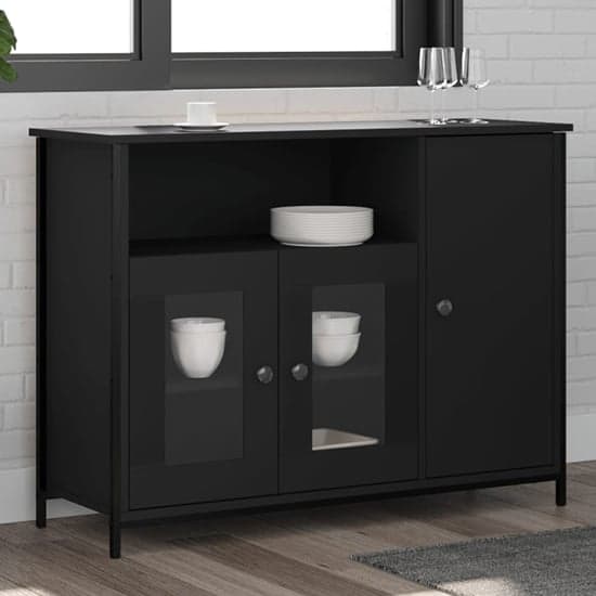 Lecco Wooden Sideboard With 3 Doors In Black_1