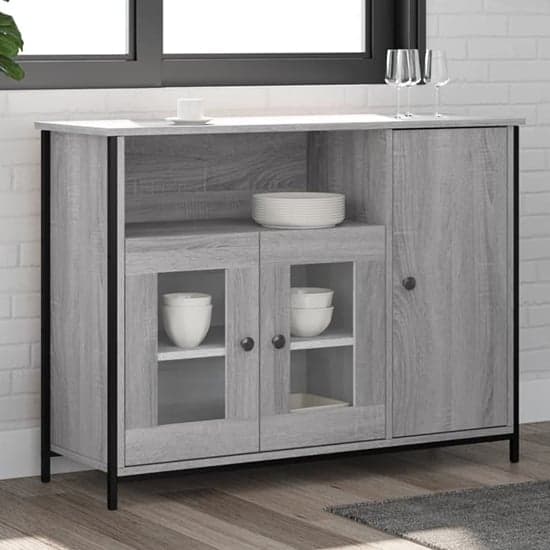 Lecco Wooden Sideboard With 3 Doors In Grey Sonoma Oak_1