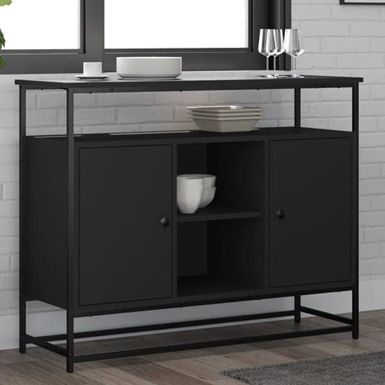 Lecco Wooden Sideboard Large With 2 Doors In Black_1