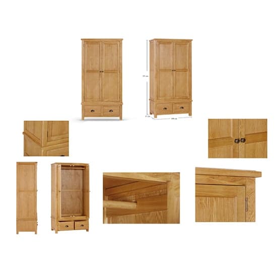 Lecco Wooden Wardrobe With 2 Doors 2 Drawers In Oak_2