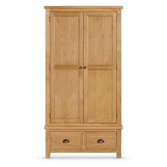 Lecco Wooden Wardrobe With 2 Doors 2 Drawers In Oak_1