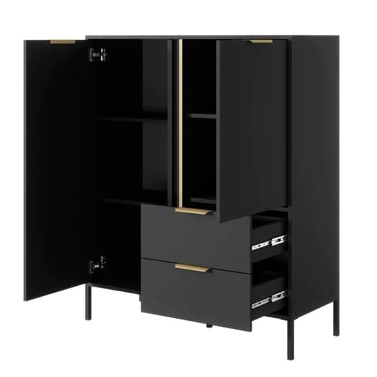 Lech Wooden Highboard With 2 Doors 2 Drawers In Anthracite_2