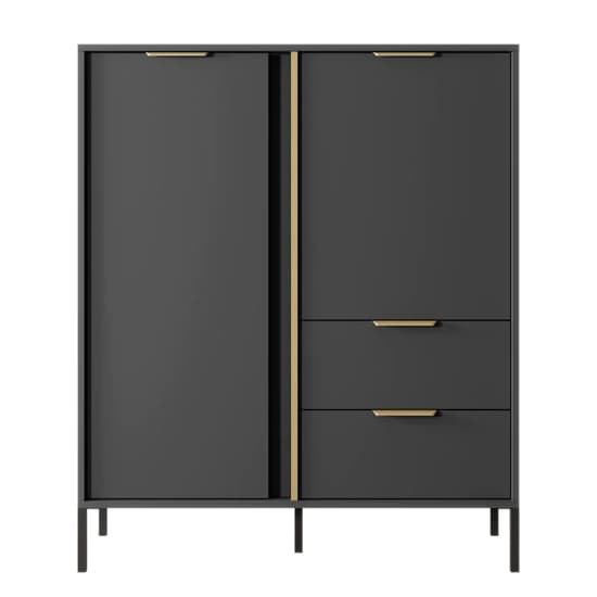 Lech Wooden Highboard With 2 Doors 2 Drawers In Anthracite_3