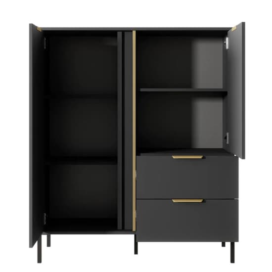 Lech Wooden Highboard With 2 Doors 2 Drawers In Anthracite_4