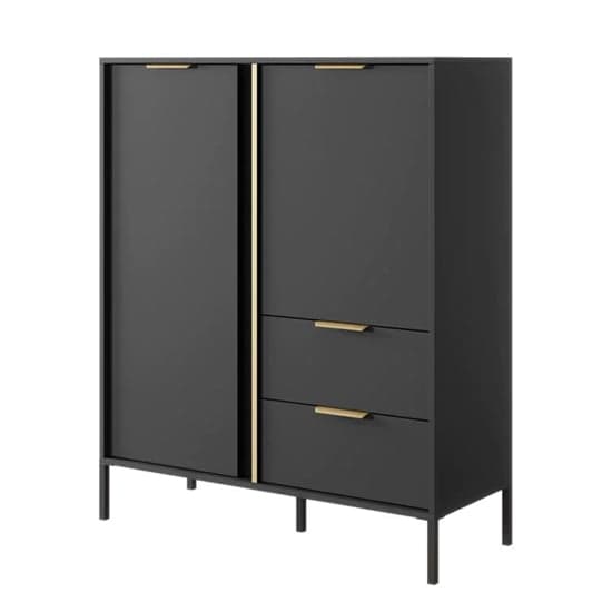 Lech Wooden Highboard With 2 Doors 2 Drawers In Anthracite_1