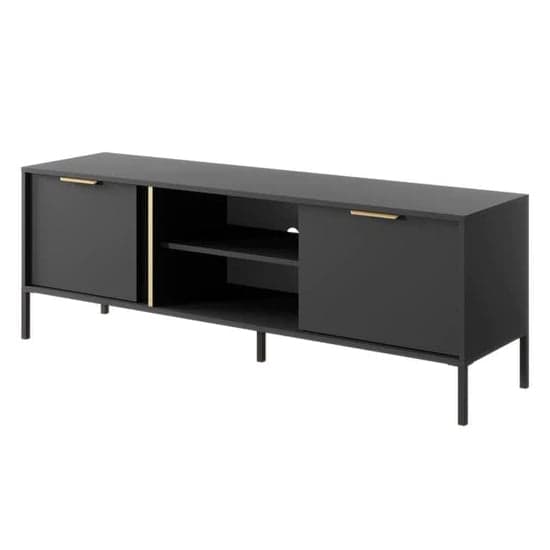 Lech Wooden TV Stand With 2 Doors 1 Shelf In Anthracite_1