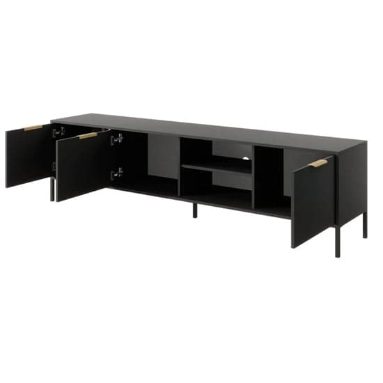 Lech Wooden TV Stand With 3 Doors 1 Shelf In Anthracite_2