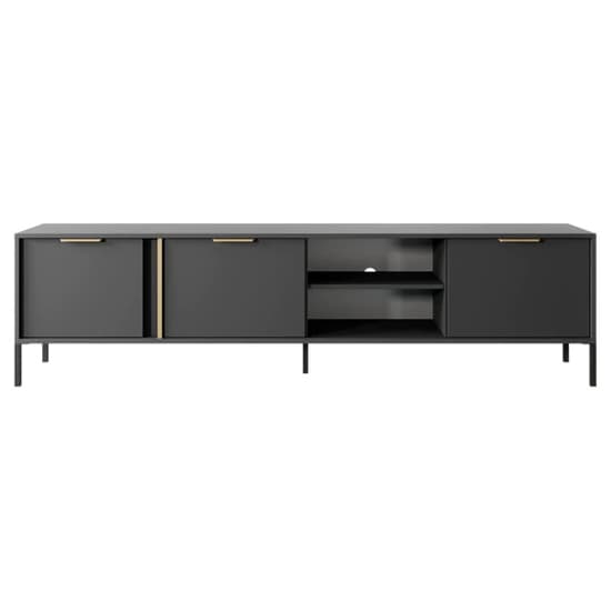 Lech Wooden TV Stand With 3 Doors 1 Shelf In Anthracite_3