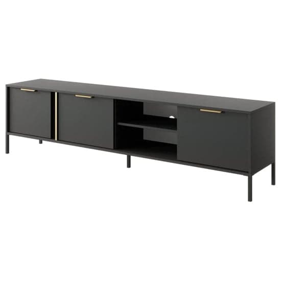 Lech Wooden TV Stand With 3 Doors 1 Shelf In Anthracite_1